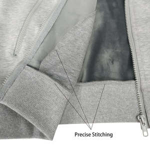 Survêtement gris à capuche pour homme, manches longues, fermeture éclair, poches latérales, coupe classique, vêtements de sport décontractés pour l'automne - Product Image 5
