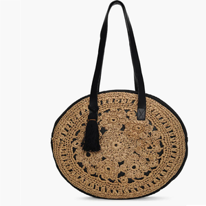 High Fashion Custom Logo Bohemian Lady Women's Messenger <b>Tote</b> Bag Handmade Natural Eco-Friendly <b>Raffia</b> Daily Use Travel Shopping - Product Image 1