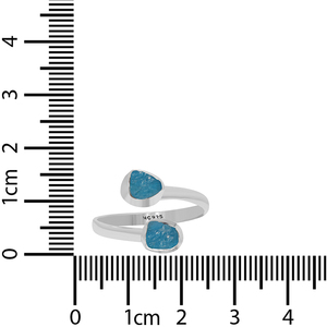 Anillo de Plata de Ley 925 con Apatita Natural en Forma Natural, Engaste de Bisel, Estilo Clásico para Compromiso, Aniversario, Paquete de 6 - Product Image 3