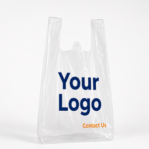 Sacs en plastique transparents en LDPE pour t-shirts, imprimés numériquement avec logo personnalisé, pour usage commercial, jetables, avec poignée thermoscellable - Product Image 1