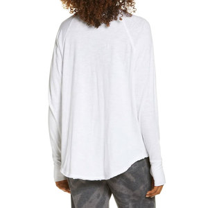 T-shirts de sport légers pour femmes, best-sellers, personnalisables, couleur blanche, confortables, col rond, manches longues - Product Image 2