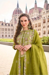 Dhwaja Export Silk Free Size <strong>Stitched</strong> <strong>Suit</strong> with Embroidery Work - Product Image 4