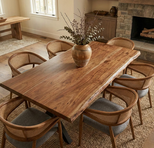 Table de salle à manger en bois brut de noyer sud-américain pur et naturel, design moderne, pour villa et mobilier de conférence - Product Image 1