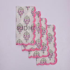 Serviettes de table en coton à motifs floraux roses et bleus, imprimées à la main, brodées, réutilisables, pour mariage et hôtel, vente en gros - Product Image 3