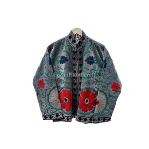 Multi Embroidery Velvet Jacket Uzbek Suzani Short Winter Jacket With Two Side Pocket Boho Chic Jacket Party Wear Jacket - Product Image 1