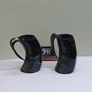 Mug à boire authentique en corne de buffle, artisanat naturel fait main, qualité alimentaire, chopes à bière viking rustiques, tasses à méad et à bière avec poignée en corne - Product Image 4