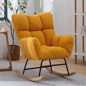 Fauteuil à bascule <span class=keywords><strong>pour</strong></span> chambre d'enfant, fauteuil à bascule rembourré Teddy avec pieds en bois, fauteuil à bascule confortable, fauteuil à bascule d'appoint <span class=keywords><strong>pour</strong></span> salon - Product Image 2