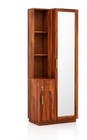 Table de toilette moderne en bois de manguier massif avec miroir pleine longueur |   Étagères de meuble-lavabo verrouillables |   Chambre à coucher écologique et durable