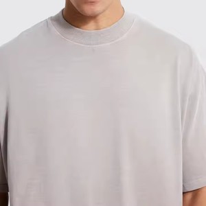 T-shirts de luxe personnalisés pour hommes, t-shirt en coton streetwear, col rond côtelé oversize, épaules tombantes, t-shirt épais 280 g/m² pour hommes - Product Image 4