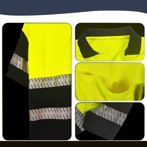 เสื้อทำงานแขนสั้นสีดำสะท้อนแสงพร้อมกระเป๋าด้านหน้าที่ใช้งานได้จริงและแถบสะท้อนแสงแบบกว้างเพื่อการมองเห็นสูงสุด - Product Image 4