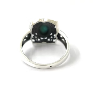 Anillo de Plata de Ley 925 con Turquesa Corte Princesa en Engaste de Bisel, Estilo Vintage Hecho a Mano, Joyería Unisex Elegante - Product Image 4