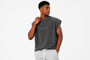 Débardeur Homme Personnalisé, Grammage Lourd, Effet Délavé Acide Vintage, Sans Manches, Coupe Oversize à Épaules Tombantes, pour la Gym et le Sport - Product Image 3
