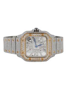 Montre à mouvement quartz avec cadran carré en acier inoxydable de 20 mm, entièrement sertie de diamants Mossanite, style Hip Hop, Seiko, pour hommes et femmes, importée d'Inde - Product Image 4