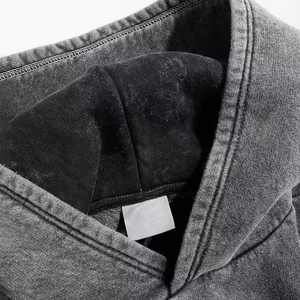 2026 Personalizado 380 g/m² de alto gramaje teñido liso ecológico de corte regular vintage con lavado ácido tipo gofre 100% algodón para invierno con impresión digital - Product Image 5