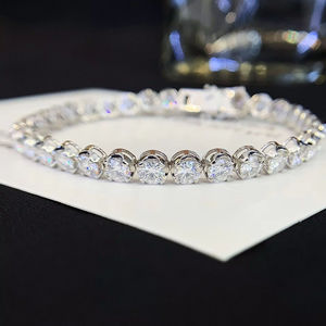 Round Brilliant Cut Moissanite Tennis <b>Bracelet</b> For Women's Solid Gold <b>White</b> Color Fashion Fine Jewelry Classic Wedding Jewelry - Product Image 1