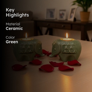 Elegant design green ceramic <b>elephant</b> tea light candle holders decorative candle stand set modern tabletop <b>decor</b> - Product Image 3