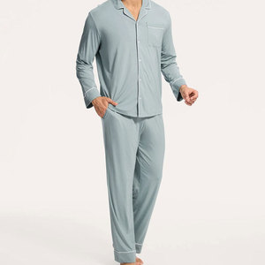 Personnalisez votre marque : Ensembles de pyjamas pour hommes, vêtements de nuit à manches longues, pyjamas pour hommes, pyjama en jersey biologique - Product Image 2