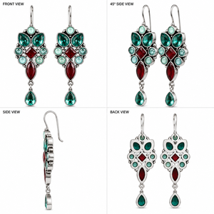Boucles d'oreilles pendantes en argent oxydé avec pierre de zircon |   Bijoux ethniques indiens faits à la main pour femmes |   Boucles d'oreilles de mariage en gros - Product Image 5