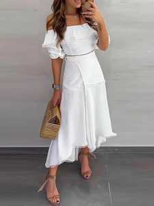 ชุดเสื้อครอปแต่งลูกไม้แบบเปิดไหล่สุดหรูและกระโปรงแม็กซี่ผ่าสูง - Product Image 5