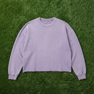 <b>Mens</b> Lavender Purple Crewneck Sweatshirt Oversized Casual Streetwear Raw Hem <b>Pullover</b> Top - Product Image 6
