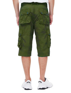 Short cargo pour homme en coton 100% tricoté, longueur genou, décontracté, pour l'été et la randonnée, taille élastique, style vintage, avec décoration numérique - Product Image 2