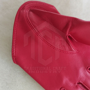 Gants en cuir rouge bordeaux de qualité supérieure pour femmes, élégants, à doigts complets, style PUNK, design tendance, doublure en fausse fourrure, thermiques - Product Image 4