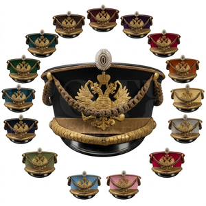 Customized Handmade Embroidery Design Wool Polyester Professional Training Uniform Peak Caps Whole Sale Custom OEM ODM Visor Cap - Product Image 1