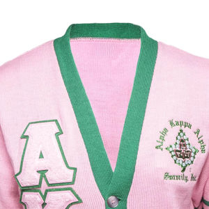 Cardigan en tricot blanc, rose et vert pour homme, col en V, logo brodé, pull pour homme, style automne, logo personnalisé sur le devant - Product Image 2