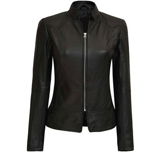 Women Classic Leather <b>Jacket</b> Genuine Leather Motorcycle <b>Biker</b> Coat Premium Fashion Outerwear OEM Wholesale Supplier - Product Image 3