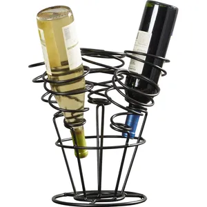 Soporte de Vino Metálico Contemporáneo Hecho a Mano con Diseño Artístico de Hierro, Soporte Redondo para Botellas de Vino de 14" de Alto x 12" de Diámetro, Duradero - Product Image 2