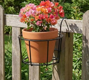 Support rond en métal pour pot de fleurs suspendu, support Gamla pour jardinières de balustrade, support de pot pour décoration de balcon extérieur, plante - Product Image 3