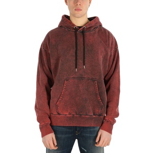 Sweat à capuche oversize délavé pour homme 100 % coton French Terry couleur unie décontracté avec poche coupe classique style automne - Product Image 1