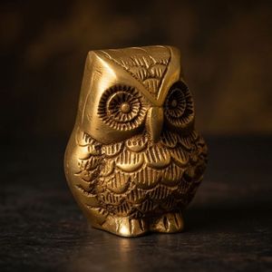 Figurine d'hibou en laiton plaqué or, sculpture animale 3D, objet de collection, artisanat de moulage, décoration artistique - Product Image 4