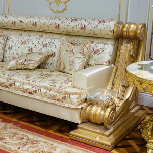 Ensemble de canapés sectionnels de luxe en bois de mahogany massif, sculptés à la main et rembourrés, pour salon, hôtel ou villa - Product Image 5