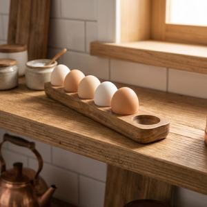 Luxury Handmade Wooden <b>Eco</b>-Friendly Dishwasher Safe Multi Slot <b>Egg</b> Holder Rack Farm Fresh Storage Kitchen Counter Organizer - Product Image 2