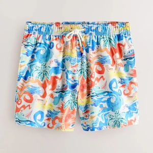 Pantalones cortos con estampado tropical para hombre, con cordón en la cintura, secado rápido, ropa de baño informal, pantalones cortos de playa 100% poliéster - Product Image 1