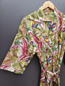 Bata Kimono de Algodón Suave con Estampado de Dibujos Animados para Mujer, Camisón de Verano Hecho a Mano ODM con Cuello en V y Cintura Elástica de Longitud Completa - Product Image 3