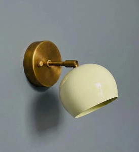 Mid Century Modern Brass Wall Lamp Cream Glass Shade LED Sconce Dimmable Round Mounted <b>Light</b> for Home Decoration - Product Image 3