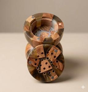 Wholesale Dark Wood <b>Incense</b> <b>Cone</b> Burner Gold Lattice Metal Stand Spa Decor Censer - Product Image 2