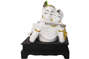 Escultura de Resina de la Cara de Radha Krishna en Blanco Divino, Artesanía Moderna Artística para Decoración del Hogar, Mesa, Religiosa, Diwali, Boda - Product Image 2