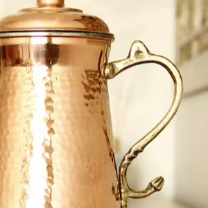 Best Quality Natural Shiny Polished Copper <b>Water</b> Pitcher Set for Restaurant Hotel Use Eco-Friendly 1000-1500ml Capacity - Product Image 6