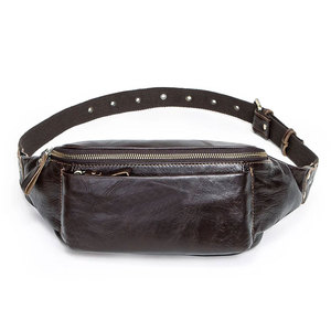 Sac banane unisexe élégant en cuir de vachette avec fermeture éclair, sacs de taille personnalisés pour hommes en cuir véritable de haute qualité - Product Image 1