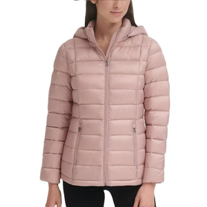 Women Packable Hooded Puffer Jacket Lightweight Quilted Down Jacket Slim Fit <b>Travel</b> Puffer <b>Coat</b> OEM Custom Pink - Product Image 1