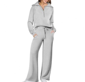 Conjunto Deportivo Verde para Mujer con Capucha, Manga Larga, Color Sólido, Casual, Transpirable, Holgado, con Bolsillos con Cordón - Product Image 6