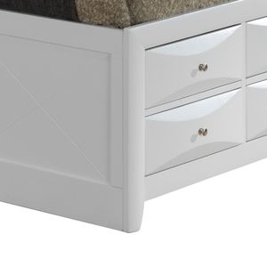 Cama Doble Moderna y Elegante con Almacenamiento, Tapizada en Blanco para Espacios Contemporáneos - Product Image 4