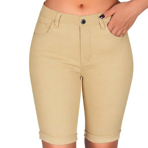 Shorts en jean capri droits personnalisables pour hommes et femmes, en tissu adouci, effet délavé soleil d'été - Product Image 1