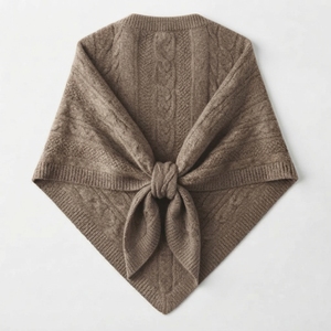 Écharpes triangulaires en tricot torsadé lourd pour femmes, châles-ponchos d'hiver doux et chauds, imprimés sur mesure, vente en gros, fournisseur - Product Image 3