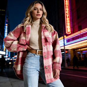 Oferta en Temu: Chaqueta a cuadros de moda para mujer, estilo casual, estilo urbano, para otoño e invierno, uso diario. - Product Image 2