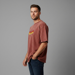 เสื้อยืดโอเวอร์ไซส์ผู้ชาย สไตล์ลำลอง ทรงหลวม สตรีทแวร์ ผ้าฝ้าย คอกลม แขนสั้น ไหล่ตก ทรงสบาย แฟชั่น - Product Image 6