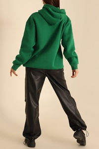 Sweat-shirt à capuche vert surdimensionné unisexe, pull en molleton décontracté avec poche avant, coupe classique, vêtement d'automne - Product Image 2
